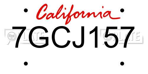 7GCJ157 California License Plate
