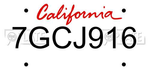 7GCJ916 California License Plate
