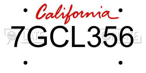 7GCL356 California License Plate
