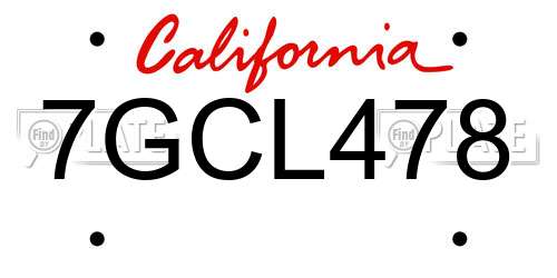 7GCL478 California License Plate