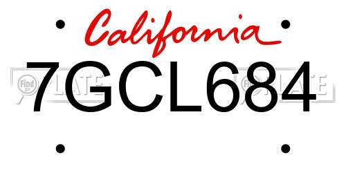 7GCL684 California License Plate