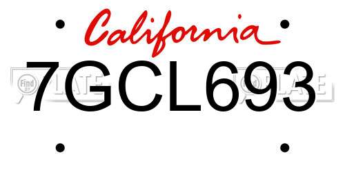 7GCL693 California License Plate