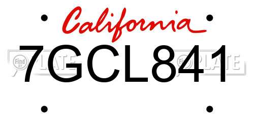 7GCL841 California License Plate