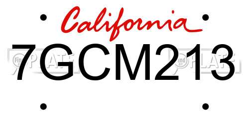 7GCM213 California License Plate