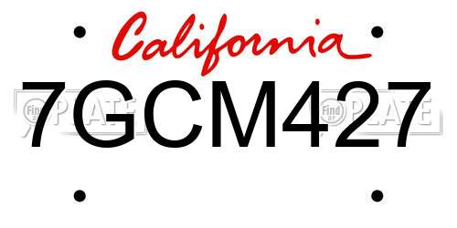 7GCM427 California License Plate