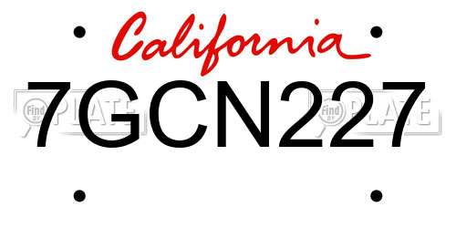 7GCN227 California License Plate
