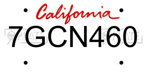7GCN460 California License Plate