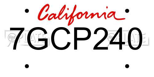 7GCP240 California License Plate