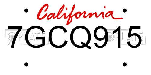 7GCQ915 California License Plate