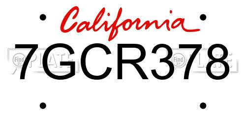 7GCR378 California License Plate