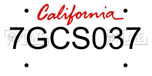 7GCS037 California License Plate