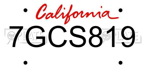7GCS819 California License Plate