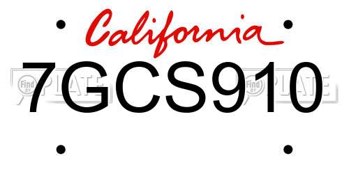7GCS910 California License Plate