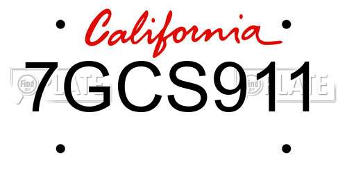 7GCS911 California License Plate