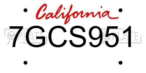 7GCS951 California License Plate