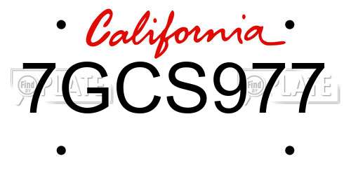 7GCS977 California License Plate