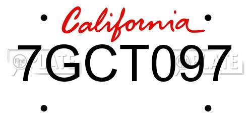 7GCT097 California License Plate