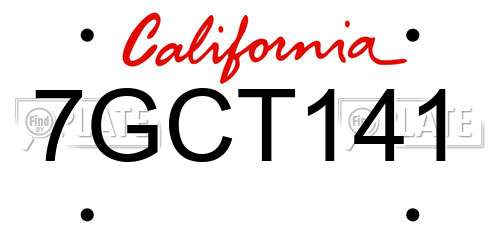 7GCT141 California License Plate