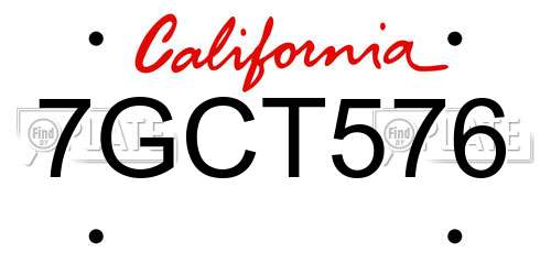 7GCT576 California License Plate