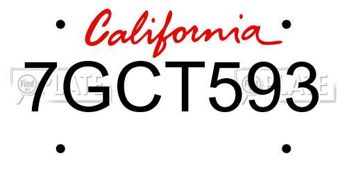 7GCT593 California License Plate