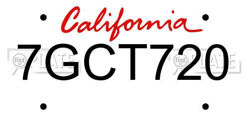 7GCT720 California License Plate