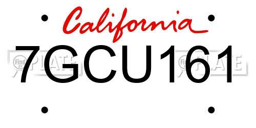 7GCU161 California License Plate