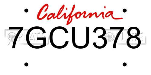7GCU378 California License Plate