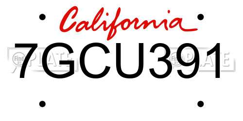 7GCU391 California License Plate