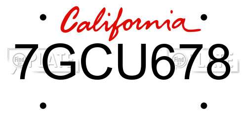 7GCU678 California License Plate