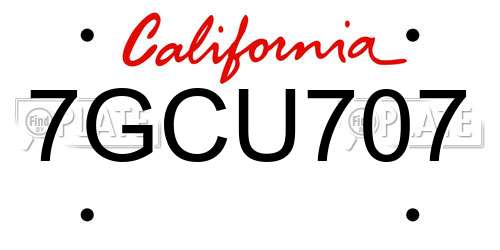 7GCU707 California License Plate