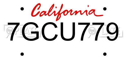7GCU779 California License Plate