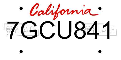 7GCU841 California License Plate