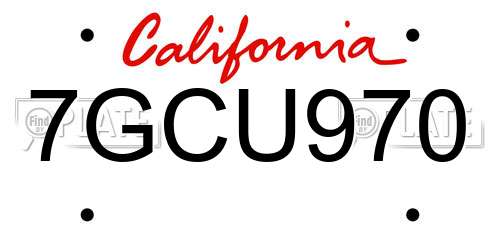 7GCU970 California License Plate