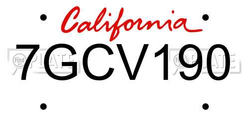 7GCV190 California License Plate