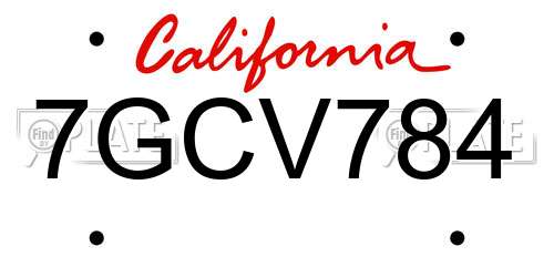 7GCV784 California License Plate