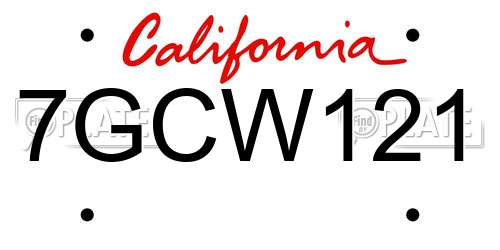 7GCW121 California License Plate