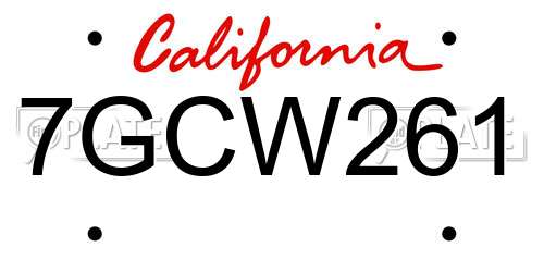 7GCW261 California License Plate