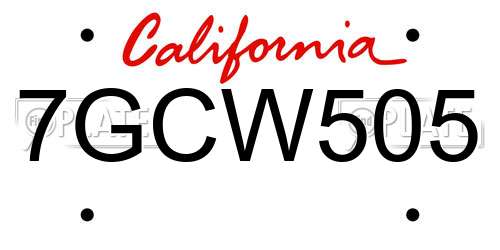 7GCW505 California License Plate