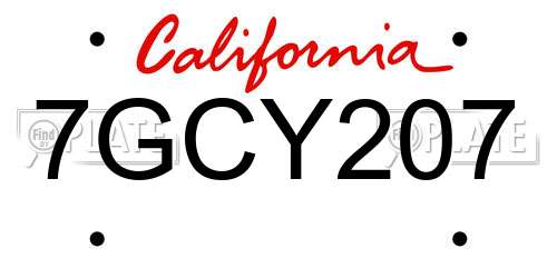 7GCY207 California License Plate