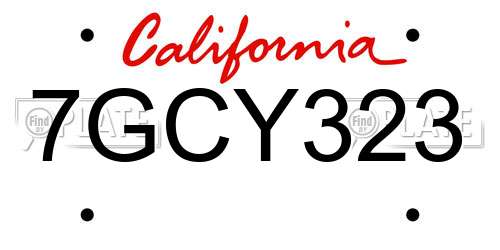 7GCY323 California License Plate