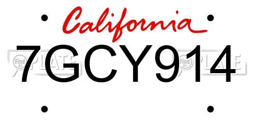 7GCY914 California License Plate