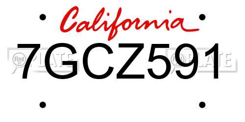 7GCZ591 California License Plate