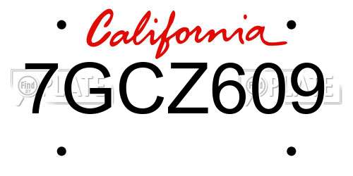 7GCZ609 California License Plate