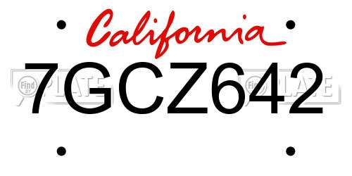 7GCZ642 California License Plate