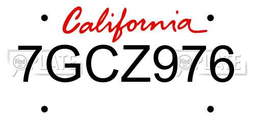 7GCZ976 California License Plate
