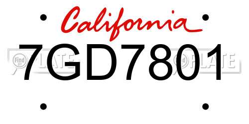 7GD7801 California License Plate