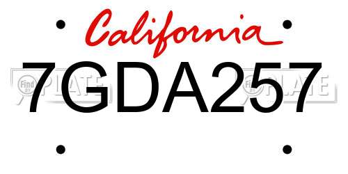 7GDA257 California License Plate