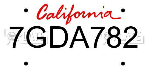 7GDA782 California License Plate