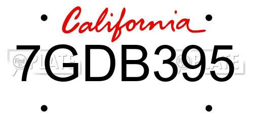 7GDB395 California License Plate