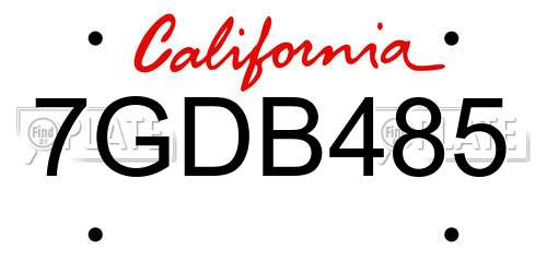 7GDB485 California License Plate